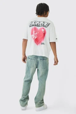 Oversized Boxy Homme Heart Back Printed T-Shirt | BoohooMAN UK