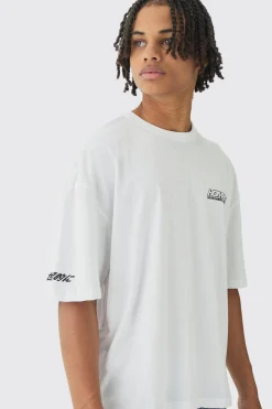 Oversized Boxy Homme Heart Back Printed T-Shirt | BoohooMAN UK