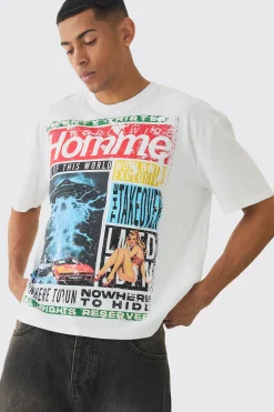 Oversized Boxy Homme Magazine Graphic T-Shirt | BoohooMAN UK