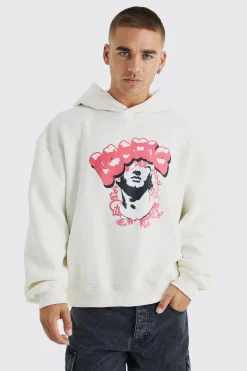 Oversized Boxy Homme Print Hoodie | BoohooMAN UK