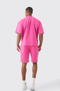 Oversized Boxy Homme Print T-shirt And Short Set | BoohooMAN UK