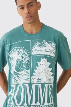 Oversized Boxy Homme Printed T-Shirt | BoohooMAN UK