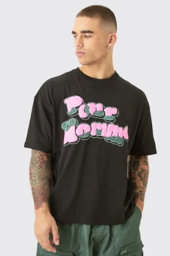 Oversized Boxy Homme Puff Print T-shirt | BoohooMAN UK