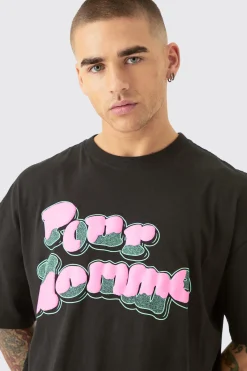Oversized Boxy Homme Puff Print T-shirt | BoohooMAN UK