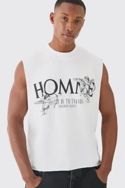 Oversized Boxy Homme Renaissance Distressed Tank | BoohooMAN UK