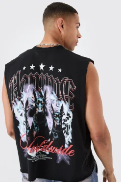 Oversized Boxy Homme Rottweiler Distressed Back Print Tank | BoohooMAN UK