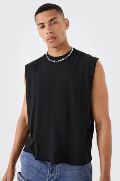 Oversized Boxy Homme Rottweiler Distressed Back Print Tank | BoohooMAN UK