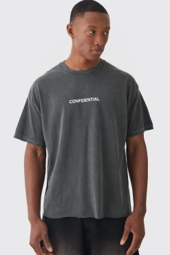 Oversized Boxy Homme Skull Print Wash T-shirt | BoohooMAN UK
