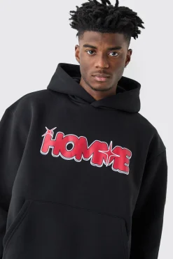 Oversized Boxy Homme Star Hoodie | BoohooMAN UK