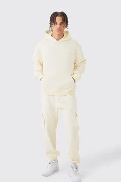 Oversized Boxy Hooded Cargo Tracksuit | BoohooMAN UK