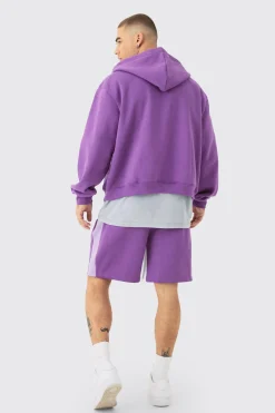 Oversized Boxy Hooded Gusset Short Tracksuit | BoohooMAN UK
