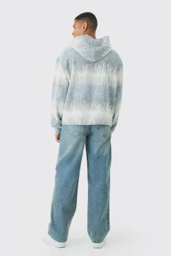 Oversized Boxy Jacquard Hoodie | BoohooMAN UK