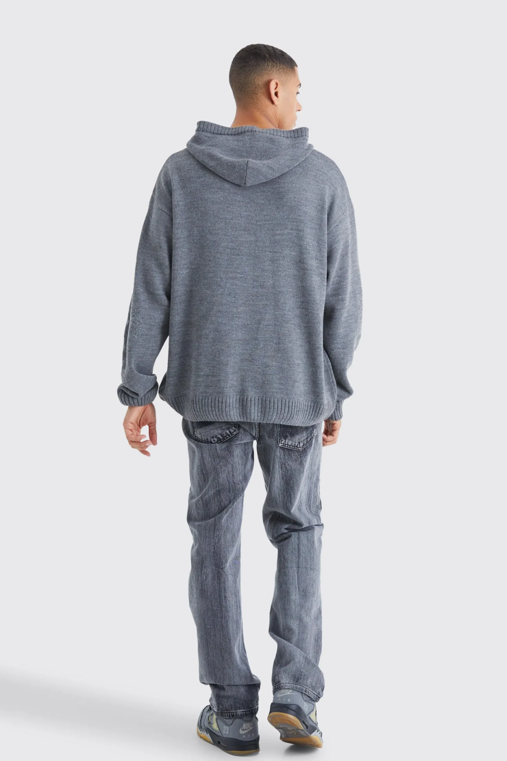 Oversized Boxy Jacquard Knit Jumper | BoohooMAN UK