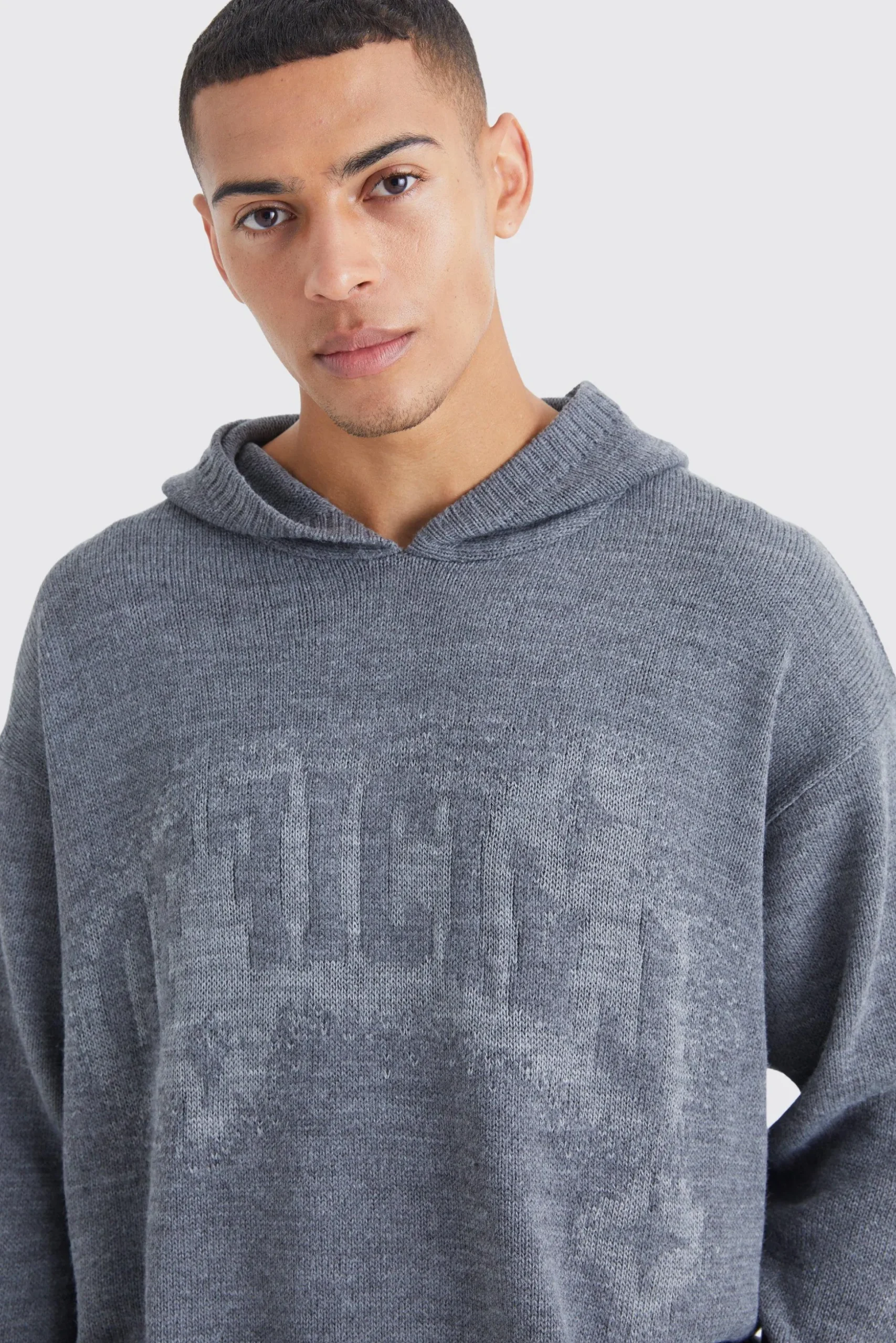 Oversized Boxy Jacquard Knit Jumper | BoohooMAN UK