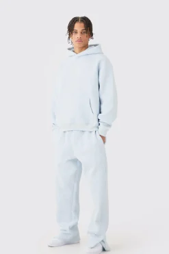 Oversized Boxy Jacquard Quilted Embroided Hooded Tracksuit | BoohooMAN UK