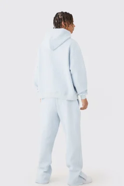 Oversized Boxy Jacquard Quilted Embroided Hooded Tracksuit | BoohooMAN UK
