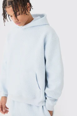 Oversized Boxy Jacquard Quilted Embroided Hooded Tracksuit | BoohooMAN UK