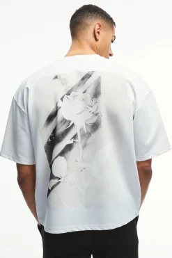 Oversized Boxy Jersey Twill Rose Print T-shirt | BoohooMAN UK