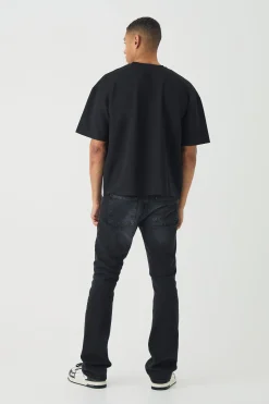 Oversized Boxy Jersey Twill Abstract Embroidery T-shirt | BoohooMAN UK