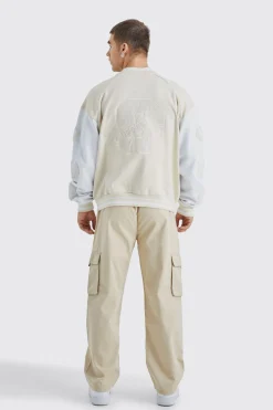 Oversized Boxy Jersey Varsity Bomber Jacket | BoohooMAN UK