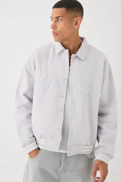 Oversized Boxy Jersey Varsity Jacket | BoohooMAN UK
