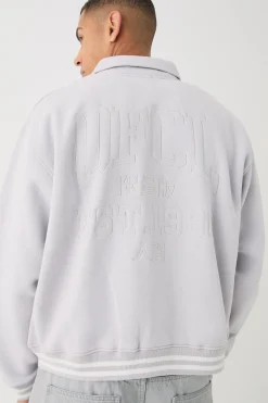 Oversized Boxy Jersey Varsity Jacket | BoohooMAN UK