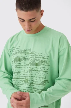Oversized Boxy Large Scale Print Long Sleeve T-Shirt | BoohooMAN UK