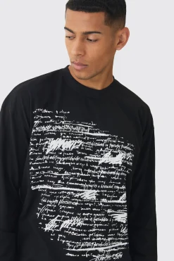 Oversized Boxy Large Scale Print Long Sleeve T-Shirt | BoohooMAN UK