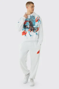 Oversized Boxy Large Scale Lightning Eagle Graphic Tracksuit | BoohooMAN UK