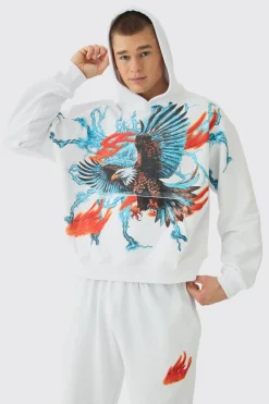Oversized Boxy Large Scale Lightning Eagle Graphic Tracksuit | BoohooMAN UK