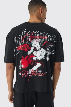 Oversized Boxy Large Scale Infamous Renaissance Back Print T-Shirt | BoohooMAN UK