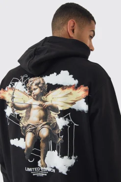 Oversized Boxy Large Scale Cloud Renasissance Back Print Hoodie | BoohooMAN UK