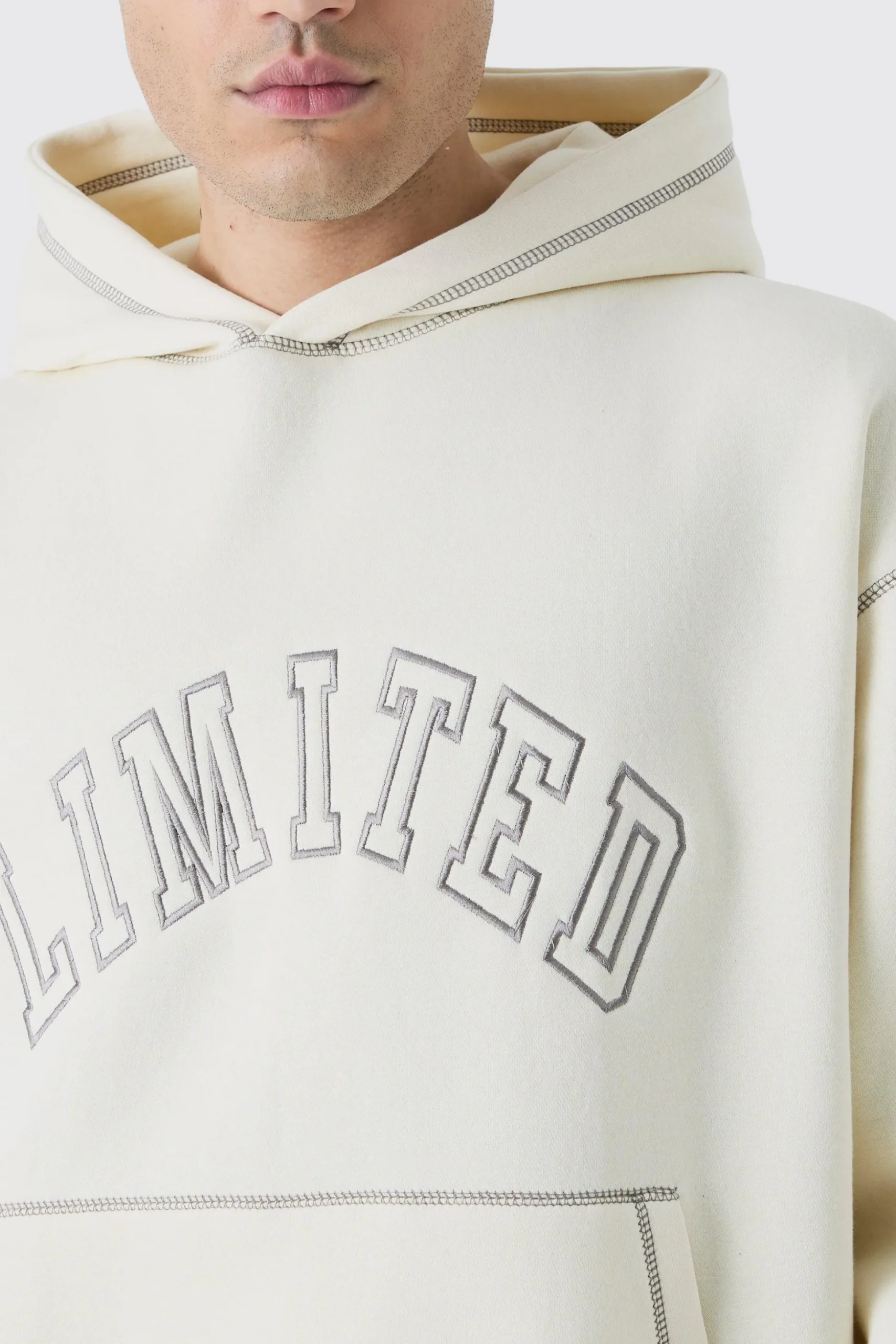 Oversized Boxy Limited Contrast Stitch Hoodie | BoohooMAN UK