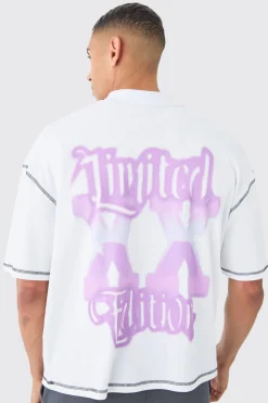 Oversized Boxy Limited Edition Print Contrast Stitch T-shirt | BoohooMAN UK