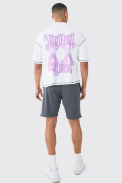 Oversized Boxy Limited Edition Print Contrast Stitch T-shirt | BoohooMAN UK