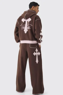 Oversized Boxy Limited Edition Cross Applique Hoodie | BoohooMAN UK