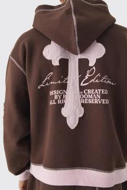 Oversized Boxy Limited Edition Cross Applique Hoodie | BoohooMAN UK