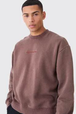 Oversized Boxy Limited Washed Sweatshirt | BoohooMAN UK