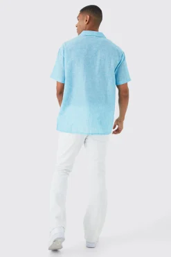 Oversized Boxy Linen Look Revere Shirt | BoohooMAN UK