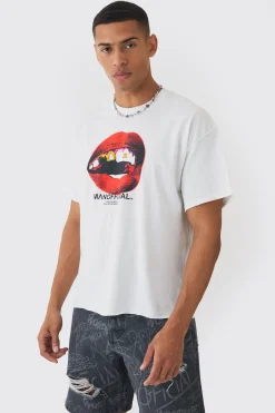 Oversized Boxy Lip Print T-shirt | BoohooMAN UK