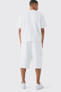 Oversized Boxy Loopback Embroidered Half Sleeve Sweatshirt | BoohooMAN UK