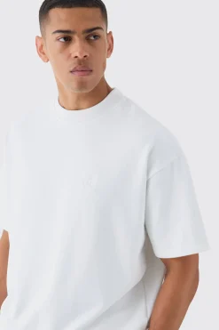 Oversized Boxy Loopback Embroidered Half Sleeve Sweatshirt | BoohooMAN UK