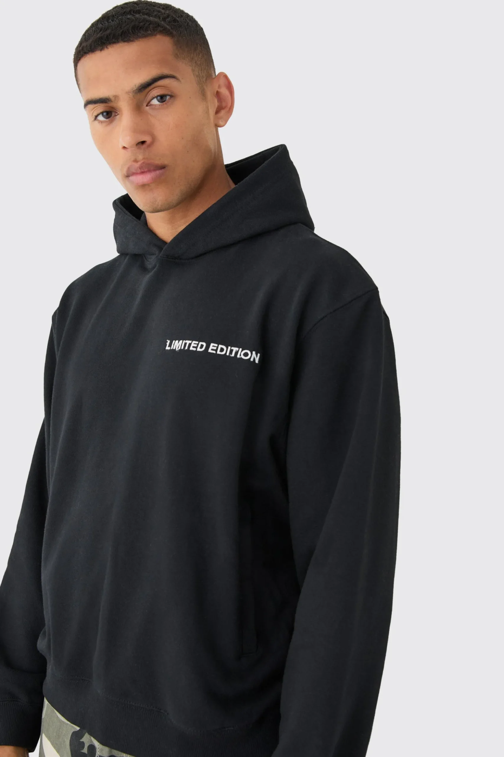 Oversized Boxy Loopback Hoodie | BoohooMAN UK