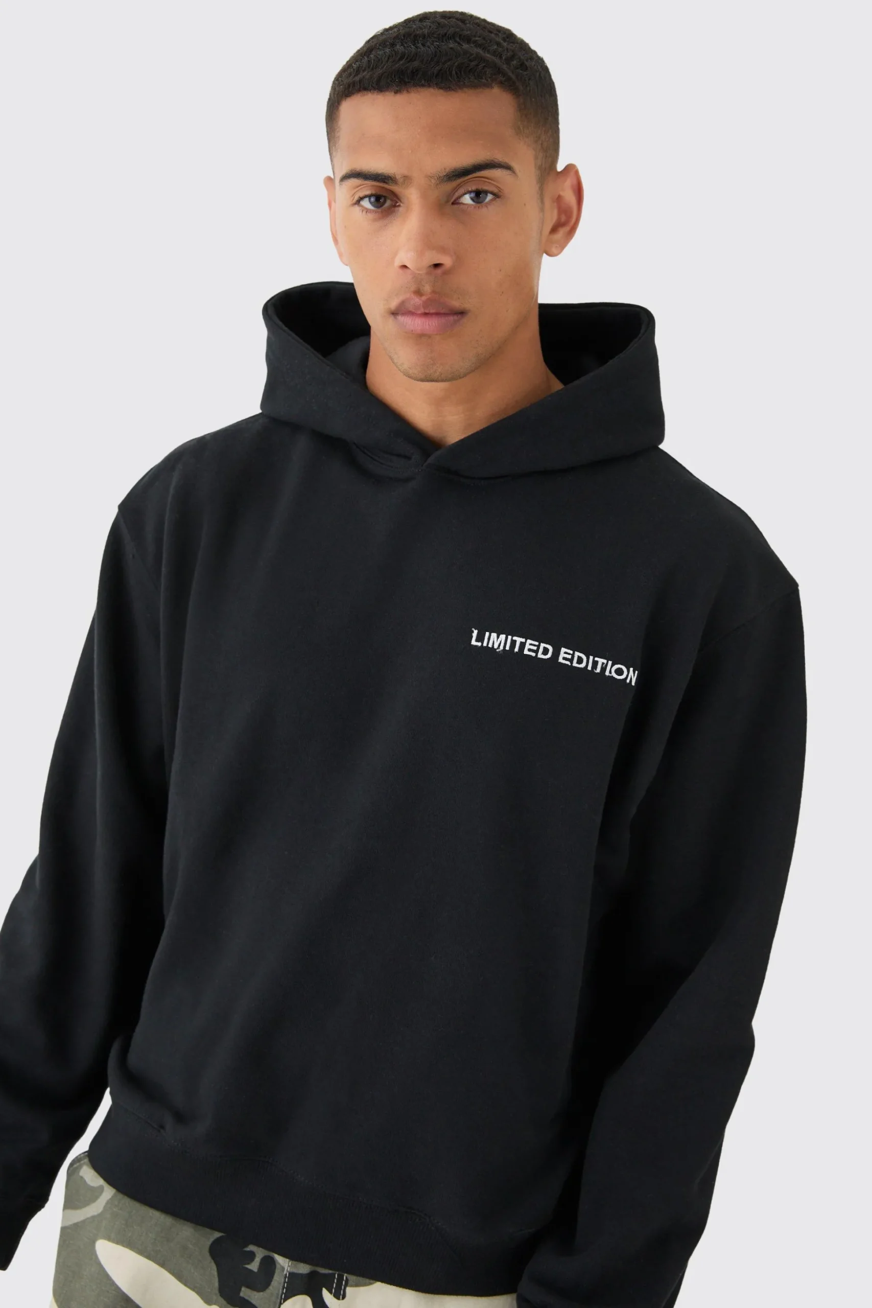 Oversized Boxy Loopback Hoodie | BoohooMAN UK