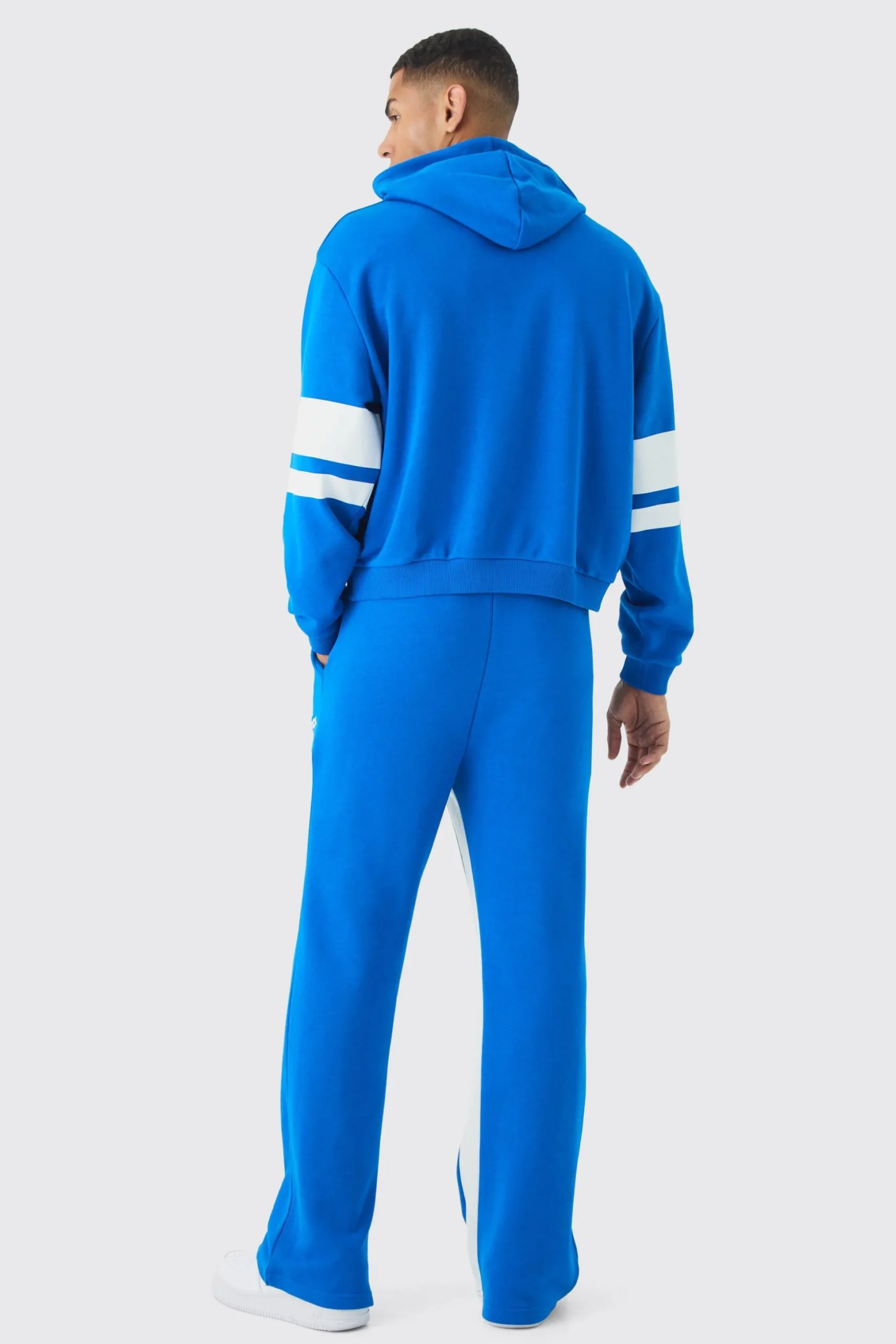 Oversized Boxy Loopback Varsity Stripe Tracksuit | BoohooMAN UK