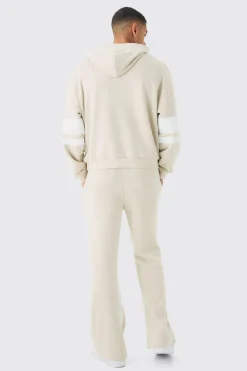 Oversized Boxy Loopback Varsity Stripe Tracksuit | BoohooMAN UK