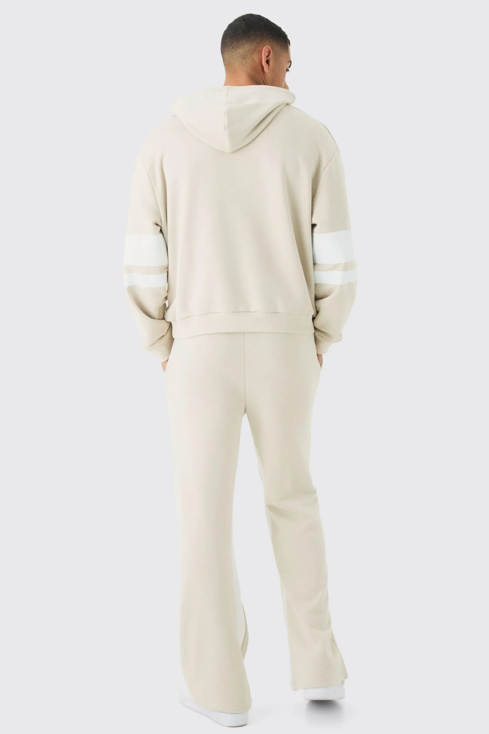 Oversized Boxy Loopback Varsity Stripe Tracksuit | BoohooMAN UK