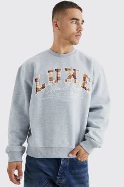 Oversized Boxy Luxe Applique Bear Sweatshirt | BoohooMAN UK