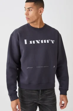 Oversized Boxy Luxury Print Sweatshirt | BoohooMAN UK
