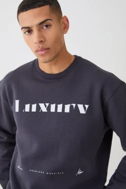 Oversized Boxy Luxury Print Sweatshirt | BoohooMAN UK